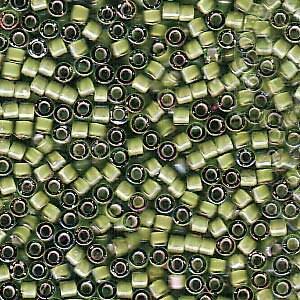 DB 1786, White Lined Lt. Green AB - Miyuki Delica Beads - Size 11 - 5 grams - Japanese Cylinder Seed Beads - Retail & Wholesale