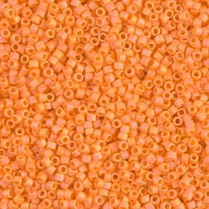 DB 1593, Matte Opaque Mandarin Orange AB - Miyuki Delica Beads - Size 11 - 5 grams - Japanese Cylinder Seed Beads - Wholesale & Retail