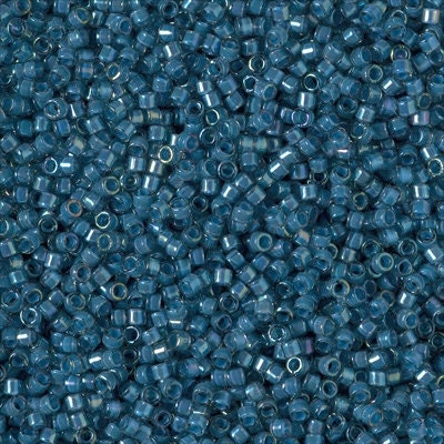 DB 2384, Fancy Lined Teal Dark Blue - Miyuki Delica Beads - Size 11 - 5 grams - Japanese Cylinder Glass  Seed Beads - Wholesale & Retail