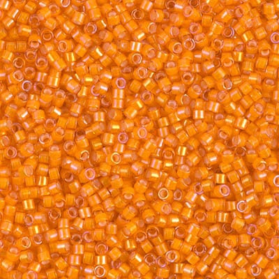 DB 1777, White Lined Orange AB - Miyuki Delica Beads - Size 11 - 5 grams - Japanese Cylinder Seed Beads - Retail & Wholesale
