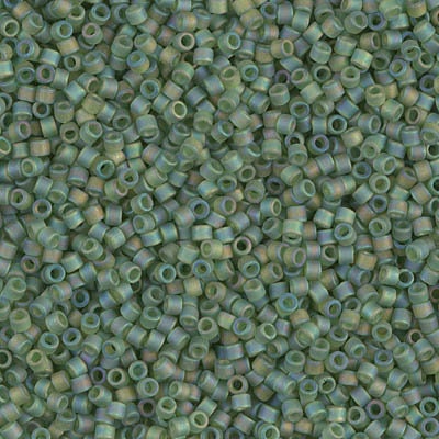 DB 1282, Matte Transparent Olive AB - Miyuki Delica Beads - Size 11 - 5 grams - Japanese Cylinder Seed Beads - Wholesale & Retail - Green