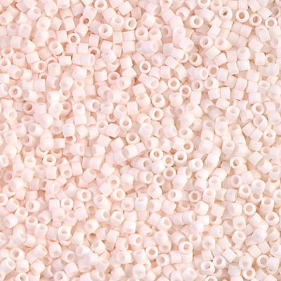 DB 1510, Opaque Matte Blushed White - Miyuki Delica Beads - Size 11 - 5 grams - Japanese Cylinder Seed Beads - Retail & Wholesale