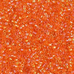 DB 151, Tangerine Transparent AB - Miyuki Delica Beads, Size 11, 5 grams - Miyuki Delica & Seed Beads - Rainbow - Wholesale and Retail
