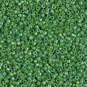 DB 163, Green Opaque AB - Miyuki Delica Beads, Size 11, 5 grams - Miyuki Delica & Seed Beads - Rainbow - Wholesale and Retail