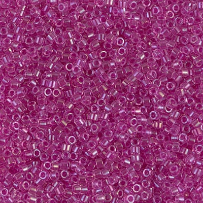 DB 74, Lined Lt. Fuchsia AB - Miyuki Delica Beads, Size 11, 5 grams - Miyuki Delica & Seed Beads - Wholesale and Retail