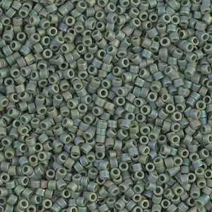 DB 1594, Matte Opaque Dark Green AB - Miyuki Delica Beads - Size 11 - 5 grams - Japanese Cylinder Seed Beads - Wholesale & Retail