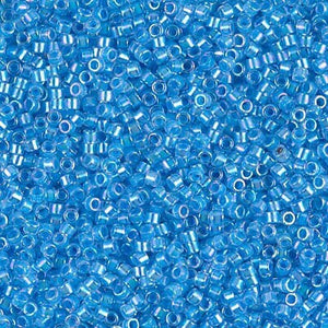 DB 76, Crystal/Medium Blue ICL, AB - Miyuki Delica Beads, Size 11, 5 grams - Miyuki Delica & Seed Beads -
