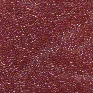 DB 62, Lt Topaz and Raspberry Inside Color Lined Rainbow - Miyuki Delica Beads, Size 11, 5 grams - Miyuki Delica & Seed Beads