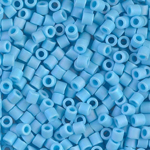DB 879, Matte Opaque Sky Blue AB - Miyuki Delica Beads - Size 11 - 5 grams - Japanese Cylinder Seed Beads - Retail & Wholesale - Brown