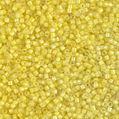 DB 1776, White Lined Yellow AB - Miyuki Delica Beads - Size 11 - 5 grams - Japanese Cylinder Seed Beads - Retail & Wholesale