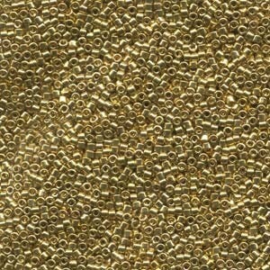 DB 34, 24K Lt. Gold Plated - Miyuki Delica Beads, Size 11, 50 grams Delica & Seed Beads - 24 Karat Gold Plated - Wholesale/Retail